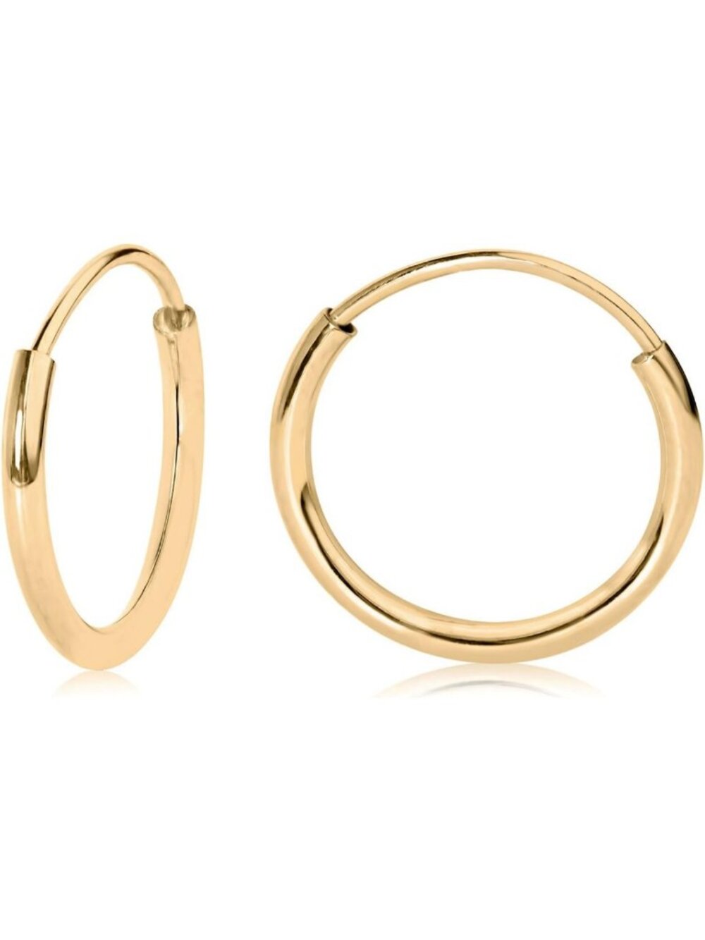 Lightweight 14k Gold Endless Hoop Earrings - Thin Cartilage & Tragus Hoops